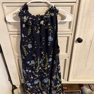 Tahari Floral Midi Dress - Navy and Blue